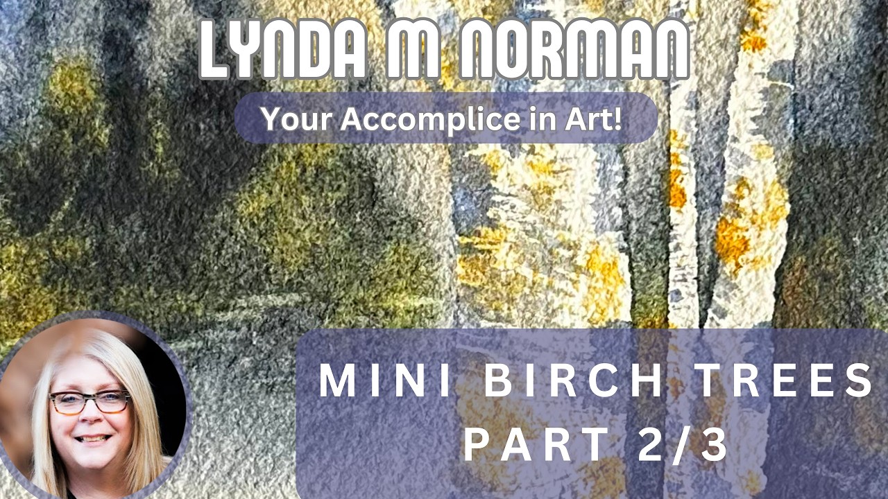 Mini Birch Tree Watercolor with Water & Rocks | Part 2 of My 3-Painting Series with Lynda Norman