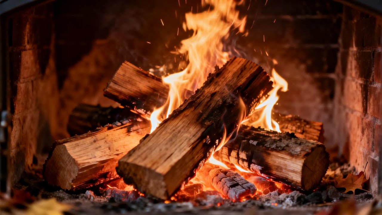 Peaceful Fireplace 4K Crackling Fire Sounds for Sleep Relax Stress Relief Calm Night