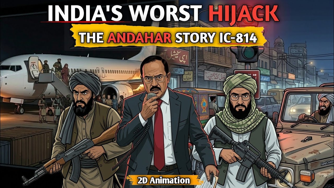 Kaise 5 Aatangwadi Ne Flight-814 Ko Hijack Kiya | 2D animation In Flight Real Story 