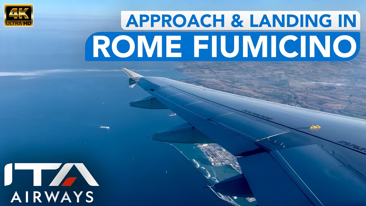 [4K] ITA Airways | Airbus A319-112 | BEAUTIFUL APPROACH & LANDING in Rome Fiumicino Airport