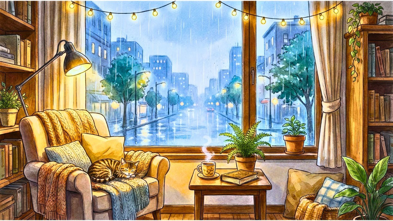 A cozy peaceful rainy day weekend in Ghibli style City life🌱 Calm and slow living routine