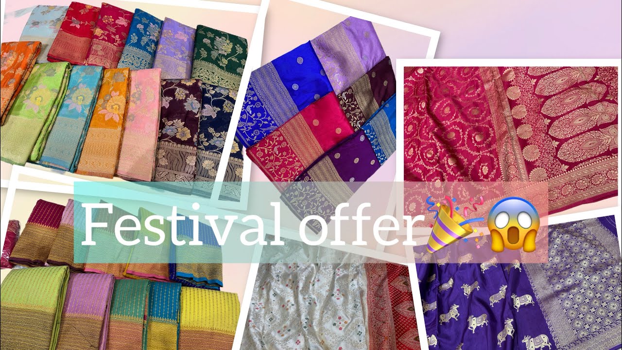 Cheapest Rate Banarasi silk Sarees 😱 Festival offers 🎉 | Trending collection 2025 |