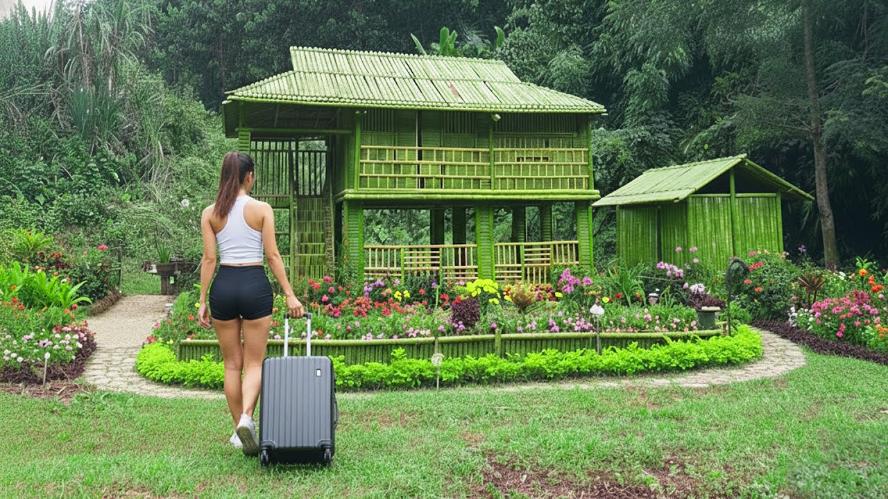 After 18 Years, Young Nurse Leaves the City to the Forest -- Full Build 2-Story Bamboo House