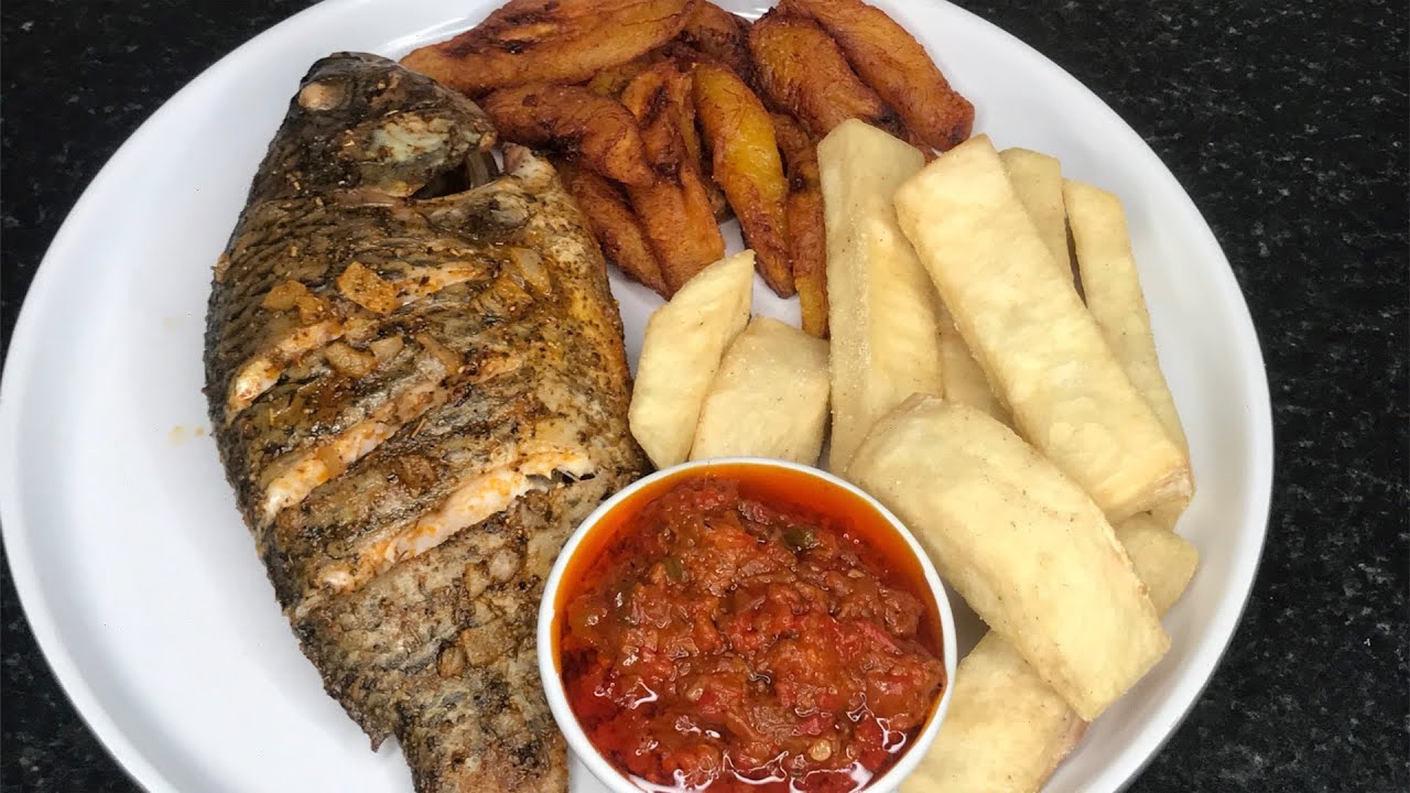 Spicy Pepper Sauce | Grilled Tilapia | Fried Yam | Plantain | Cook With Me!