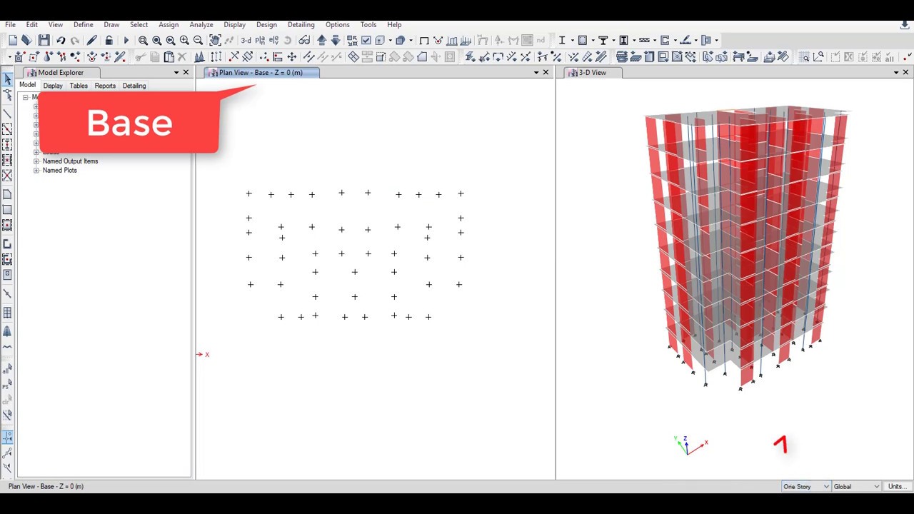 ETABS -A6 Piers, Supports, Loads, Mesh, Release, Diaphragms, Run- Seismic And Wind - Static Analysis