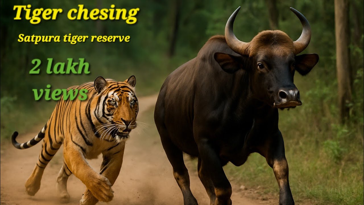 Tiger Attack To Indian Gaur/टाईगर चेजिंग इंडियन गौर