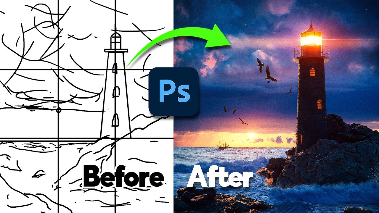 Making a lighthouse from scratch in Photoshop (step by step tutorial)