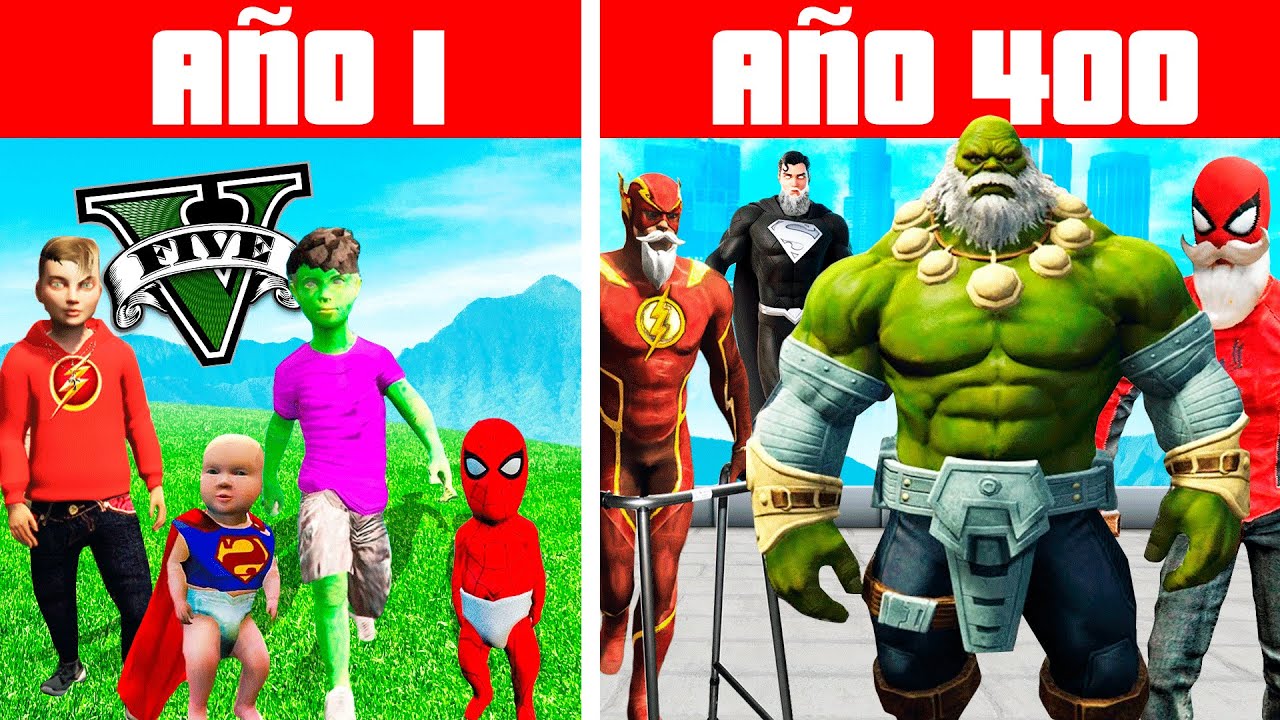 SOBREVIVÍ 400 AÑOS como SUPERHERORES en GTA 5! (PELICULA)