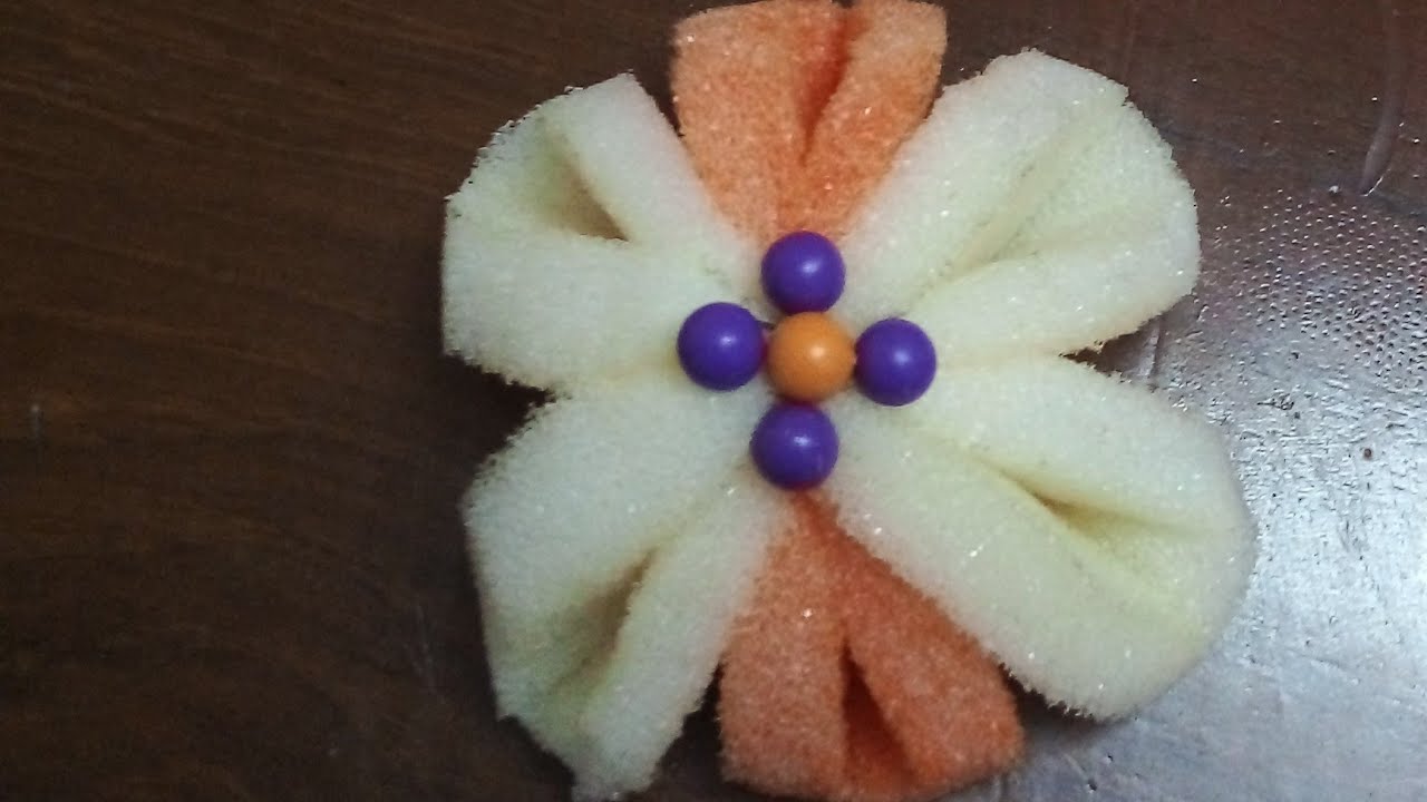 Sponge flower | Simple craft idea for kids | Flower making with sponge sheets | Flowers using sponge