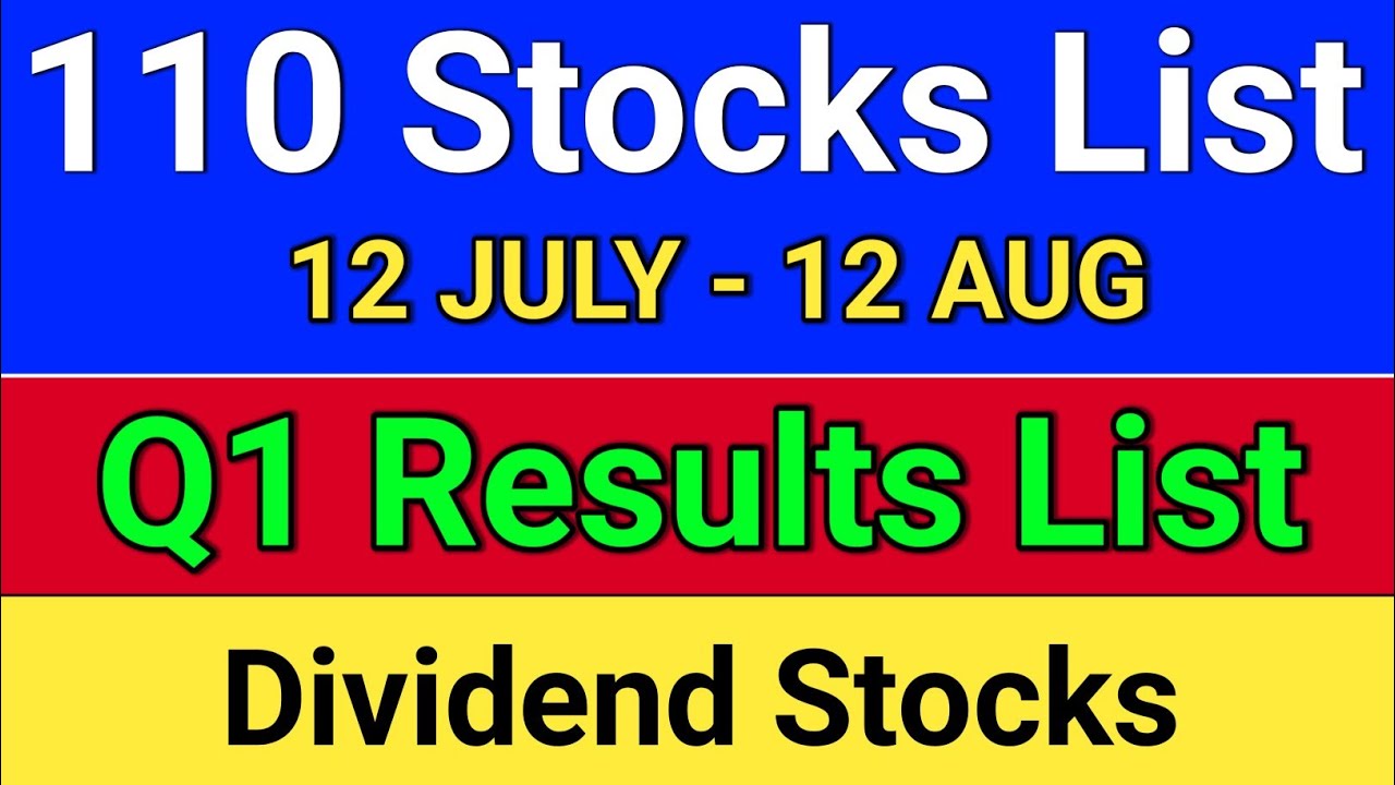 110 Result List? Q1 results 2026 today,  upcoming dividend stocks