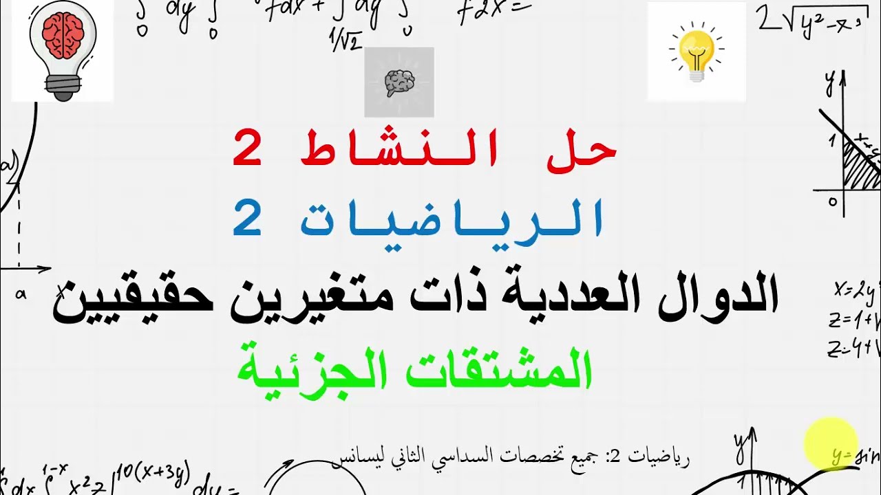 الدوال العددية ذات متغيرين - المشتقات الجزئية من الدرجة الأولى، الثانية والثالثة