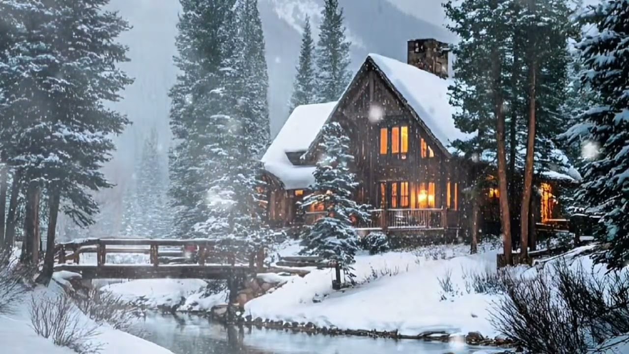 Cabin in a Snowstorm | Wind, Snow & Distant Wolves Ambiance Sleep Rest Reset