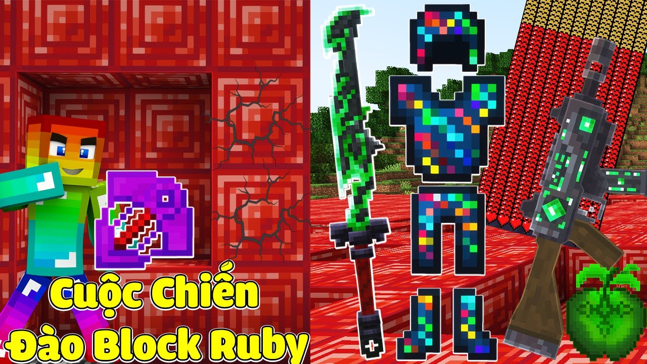 MINI GAME : CUỘC CHIẾN ĐÀO BLOCK RUBY MINECRAFT ** TỪ NOOB LÊN PRO CHỈ CẦN QUẢ TÁO SIÊU VIP