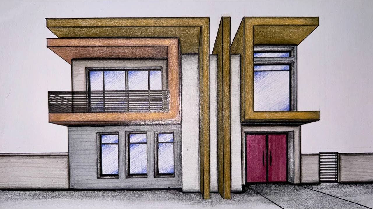 #041 - Drawing a House in One-Point Perspective