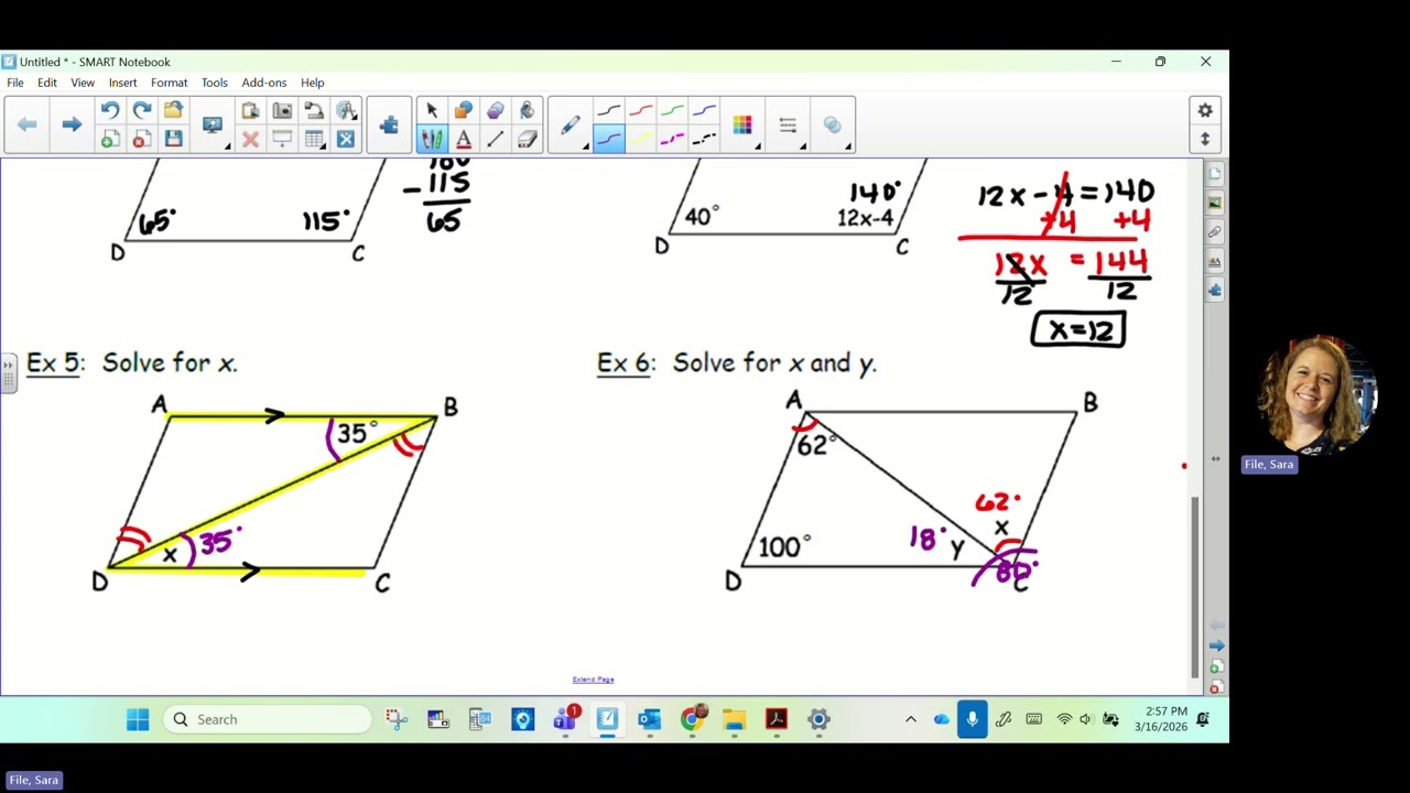 honors geometry - 8.5 notes - angles of parallelograms