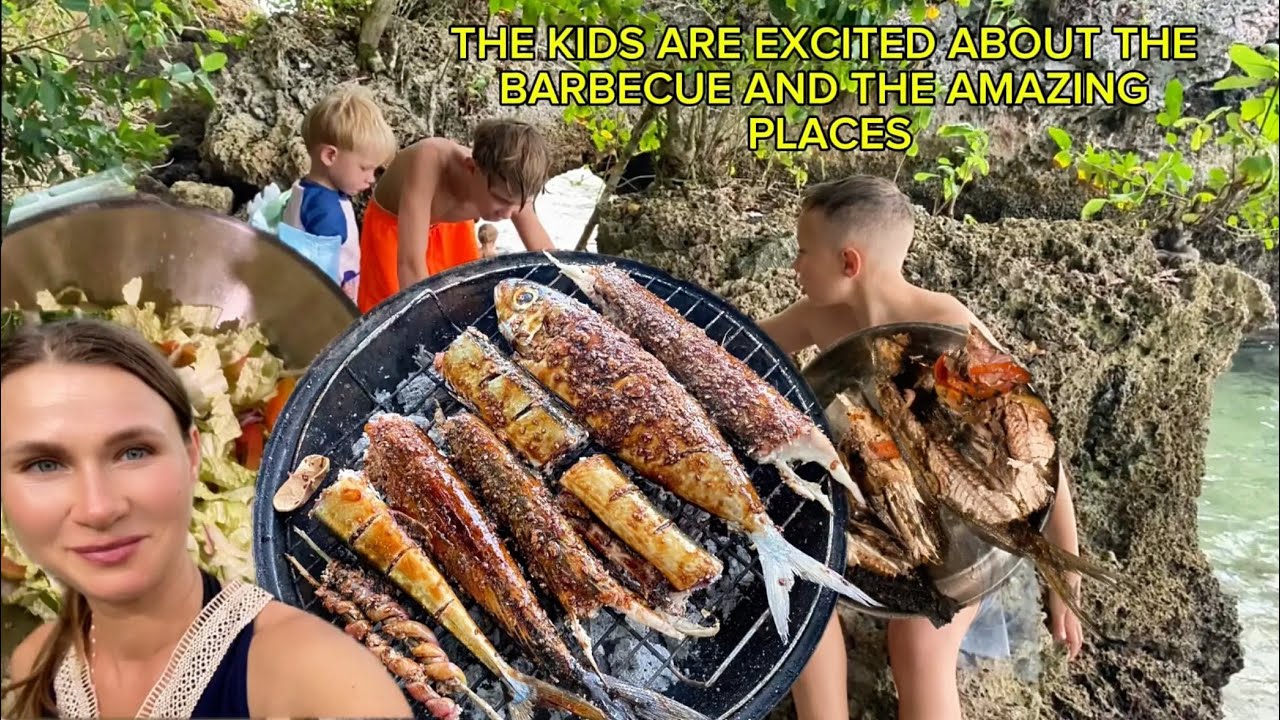 FAMILY BARBECUE ON A WILD BEACH