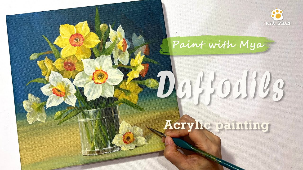 Painting Beautiful Vase of Daffodils /Step by Step/ Acrylic Painting 