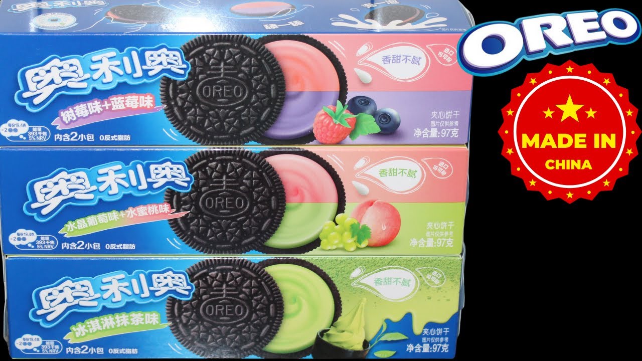 Oreo Cookies from China: Blueberry Raspberry, Crystal Grape Peach & Ice Cream Matcha Review