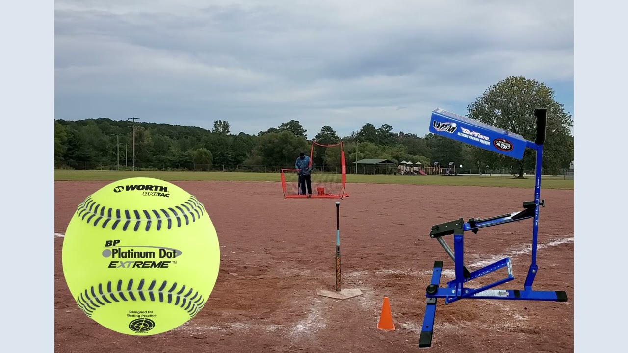Tuning My Louisville Slugger Blue Flame Pitching Machine For Slowpitch Softball Batting Practice