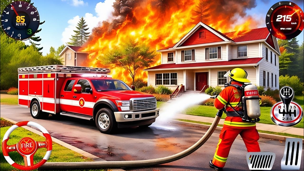 Fire Truck City Rescue Simulator - 911 US Emergency Fire Truck Driving 3D - Android Gameplay