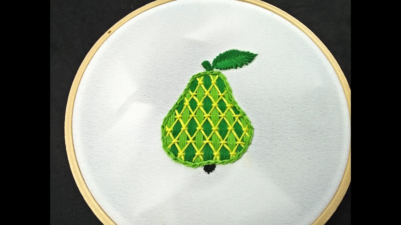 Hand Embroidery Design | Cómo Bordar Pera (puntadas fáciles) / How To Embroider Pear Fruit