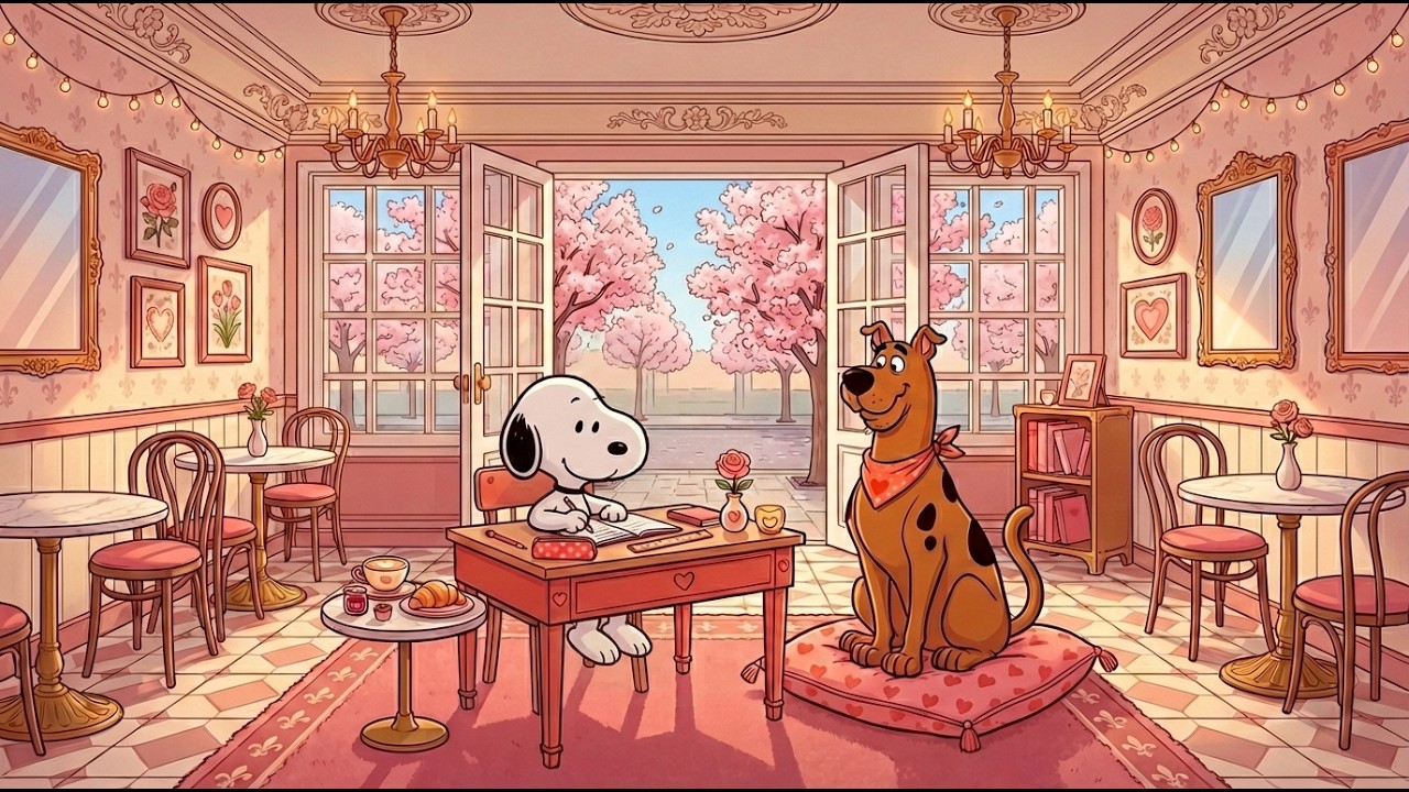 Snoopy’s Cozy Spring Café Focus 🌸Smooth Jazz for Study During Last-Minute Deadlines 📚