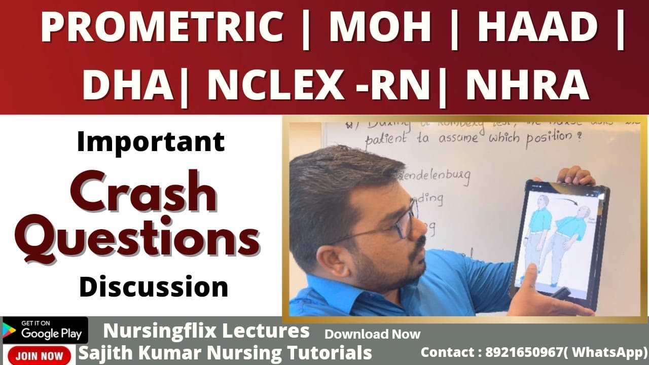 Important Crash Questions Discussion for DHA,HAAD,MOH,Prometric,NHRA,Nclex-RN