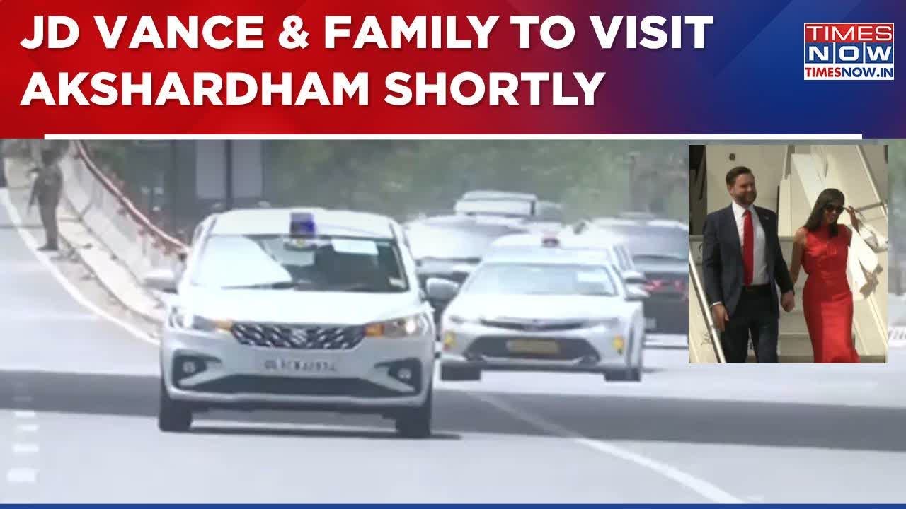 US Vice President JD Vance Arrives In India, On His Way To Visit Akshardham Temple With Family