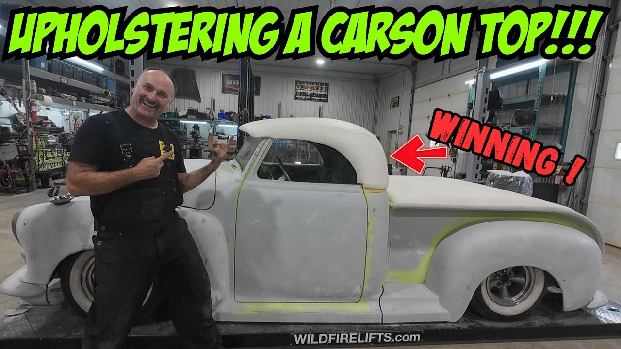 Winning! Finishing the Carson top upholstery for our GMC Roadster!