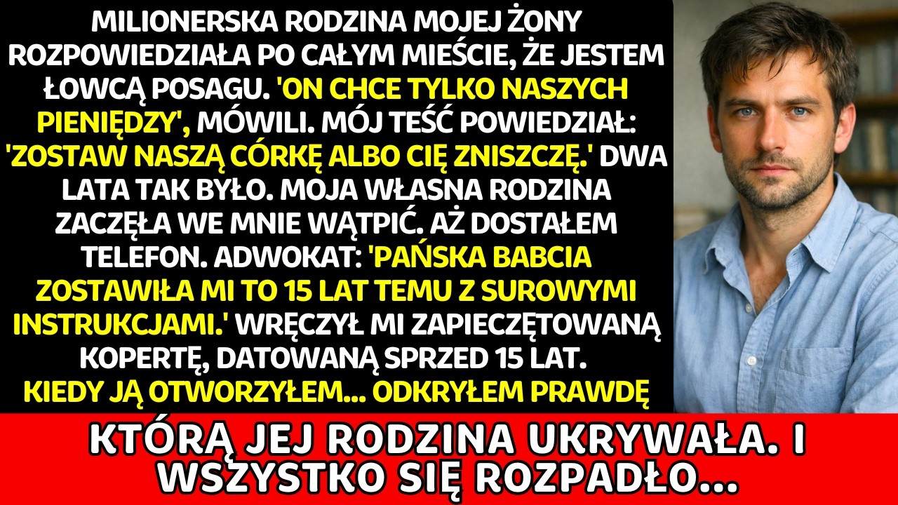 Milionerska rodzina mojej żony nazwała mnie łowcą posagu — 15-letnia koperta zmieniła wszystko…