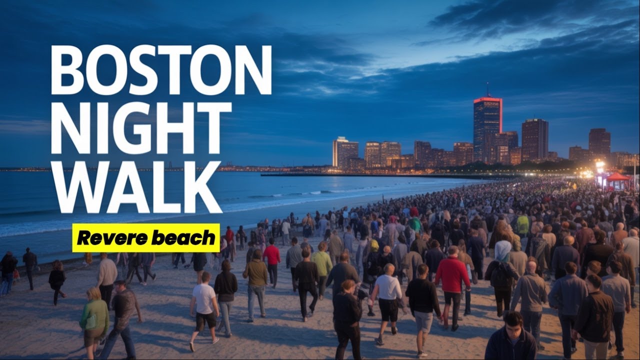[4K] Night walk at Boston beach  ⛱️