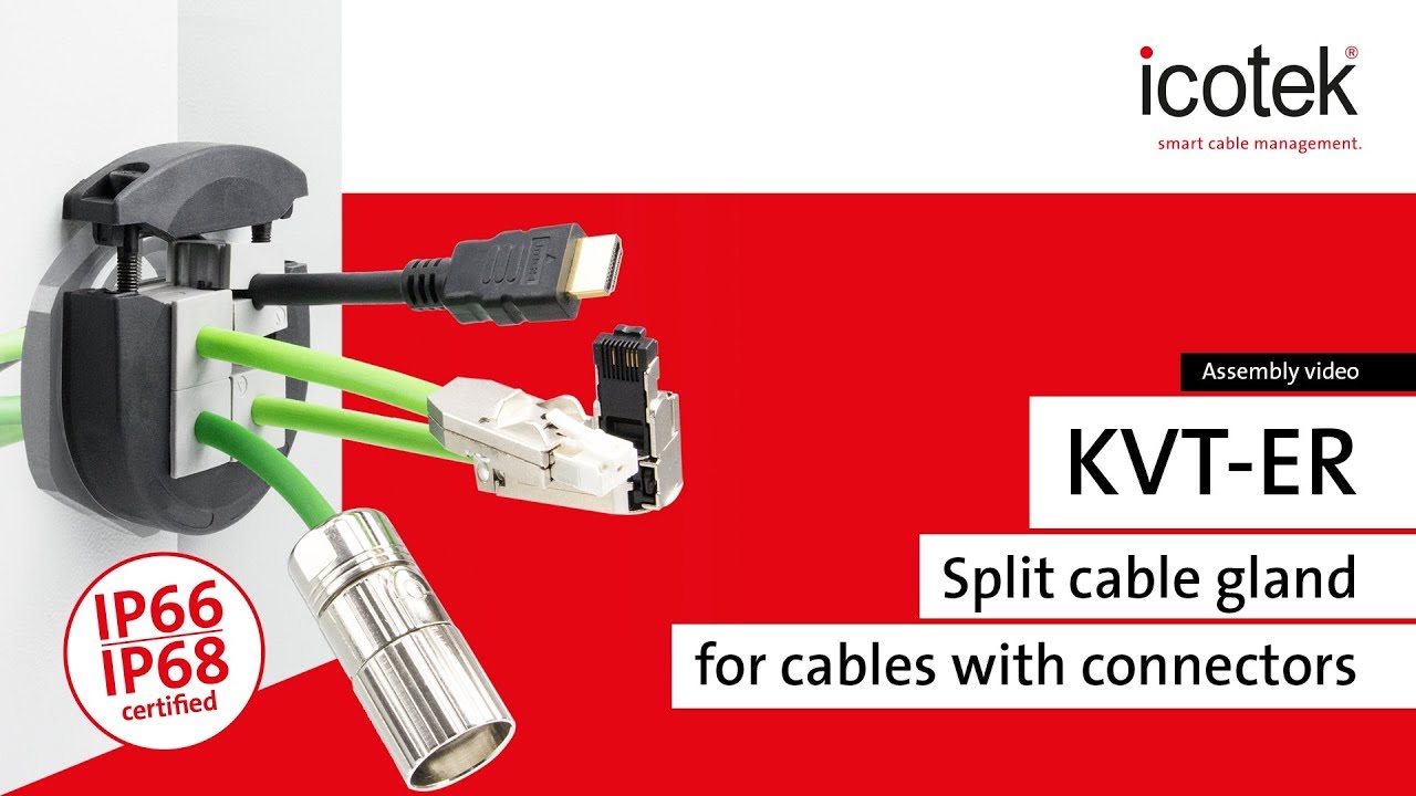 Split IP66 / IP68 cable gland KVT-ER for cables with connectors | Assembly | icotek