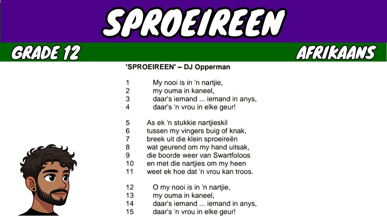 Sproeireen deur DJ Opperman (Grade 12 Afrikaans)