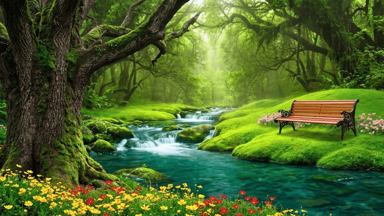 Majestic Waterfall & Soft Piano: 🌊 Birdsong in Lush Green Forest, Calming Music to Heal Your Soul 🌿