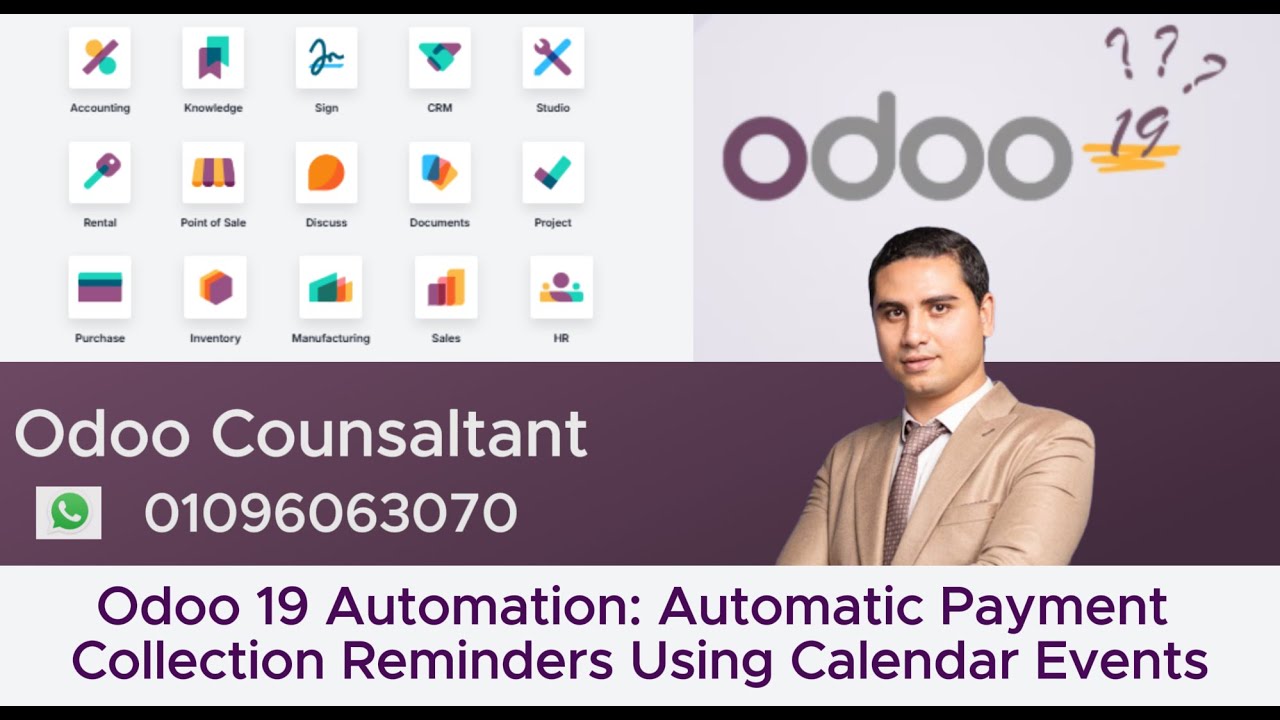 Odoo 19 Automation: Automatic Payment Collection Reminders Using Calendar Events