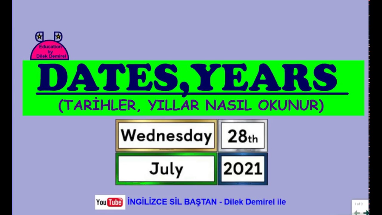 Saying  dates, years ( İngilizce tarih ve yıl okuma)