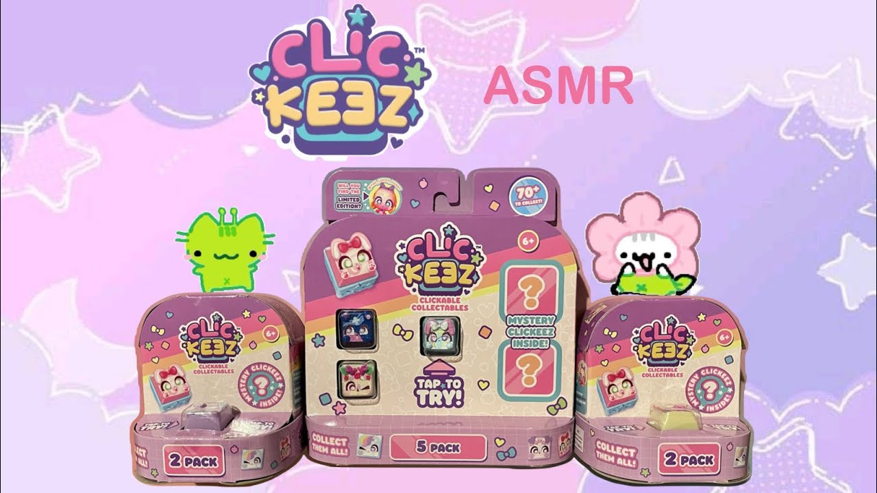 asmr | unboxing more clickeez packs | typing