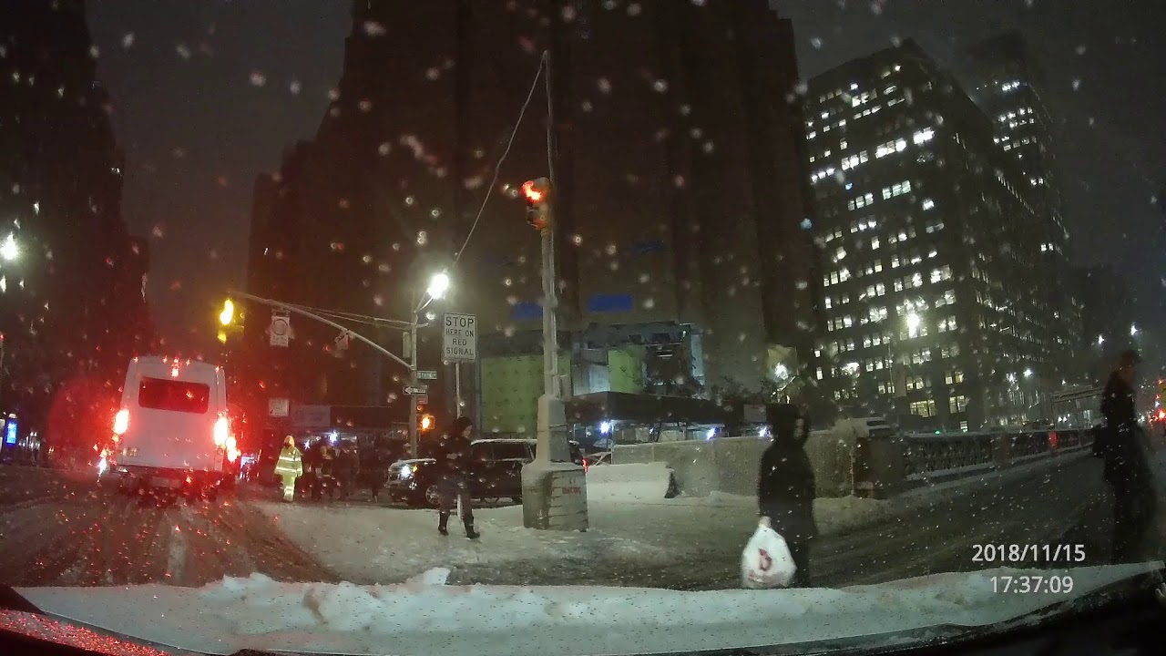 Dashcam Video - Driving in the Snow - NYC 15 Nov 2018
