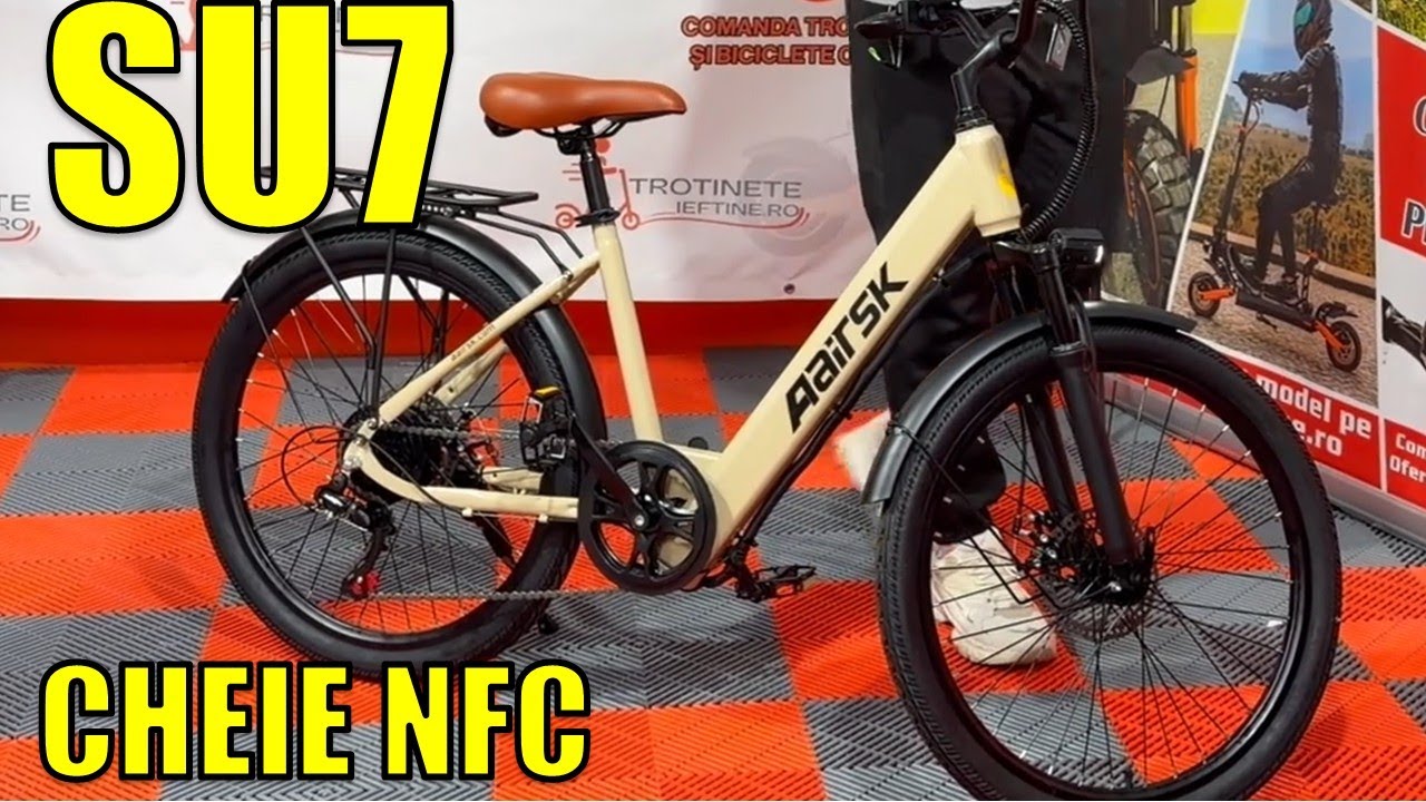 Bicicletă electrică smart cu NFC 🔥SU7,  400W, 24” roți, frâne pe disc