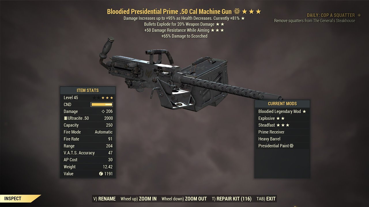 Fallout 76: Bloodied Explosive 50.Cal.