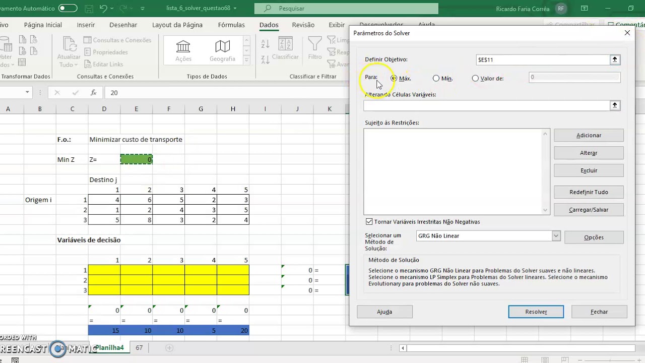 PO1 solver para transportes