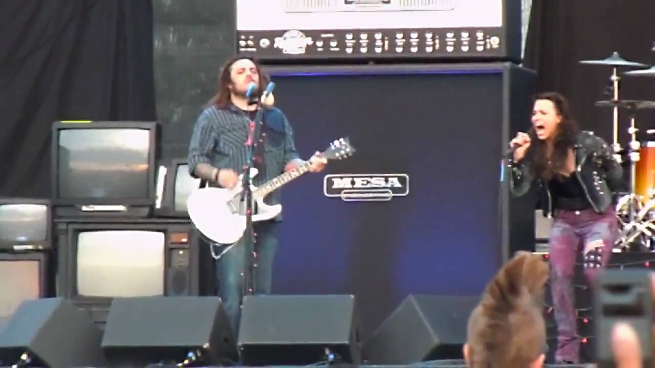 Shaun Morgan of Seether and Lzzy Hale of Halestorm performing 