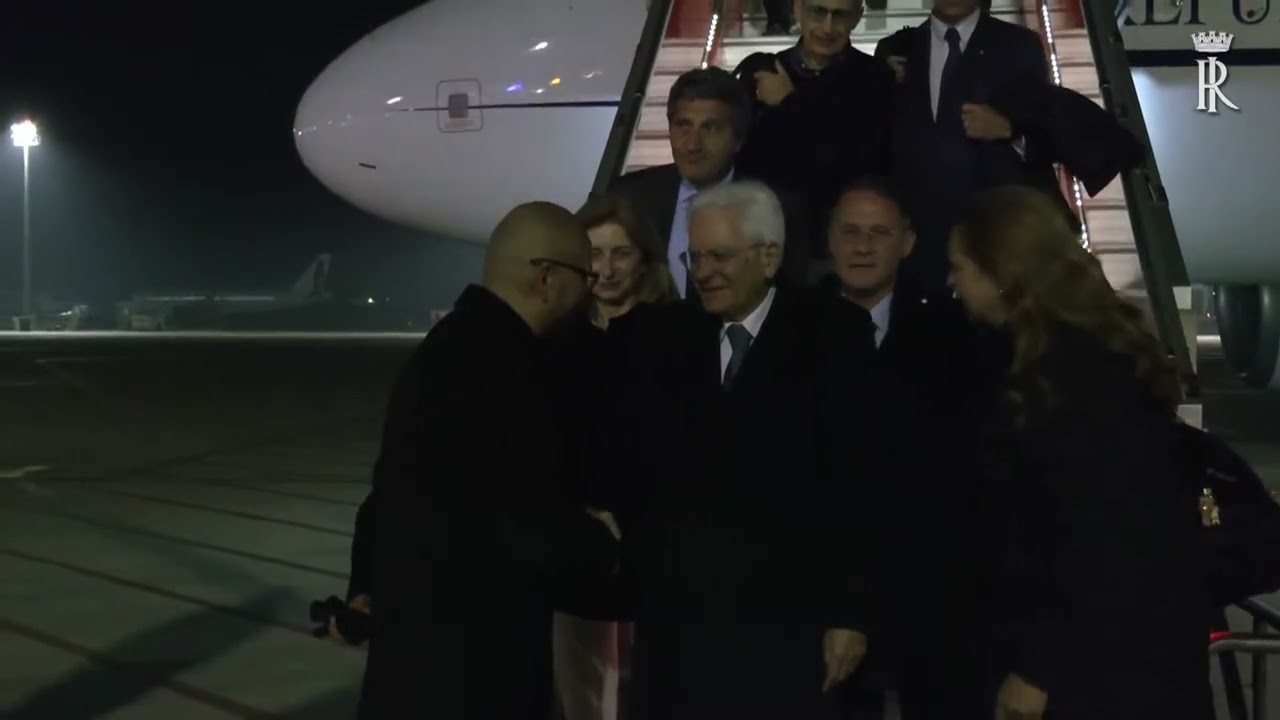 Mattarella arriva all’aeroporto di Santiago del Cile (04.07.23)