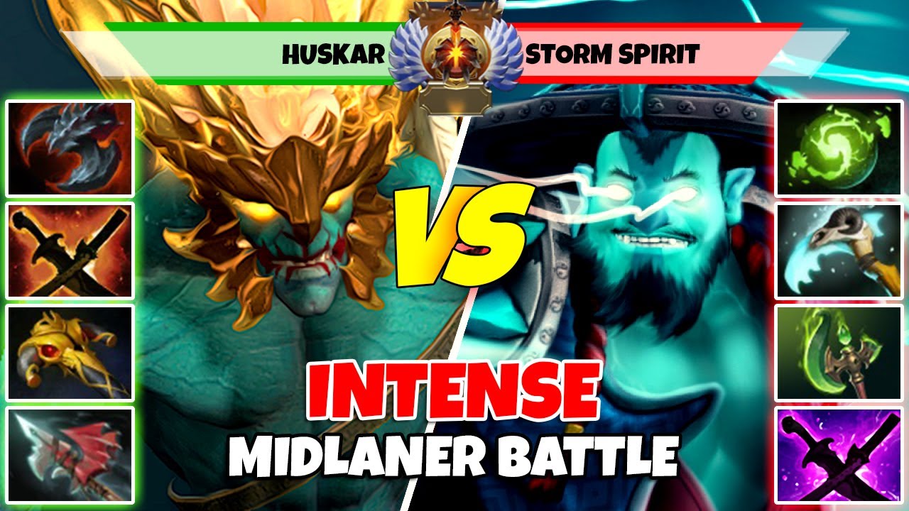 HUSKAR (средний) против STORM SPIRIT (средний) — Эпическая битва игроков Dota 2 уровня Immortal —...