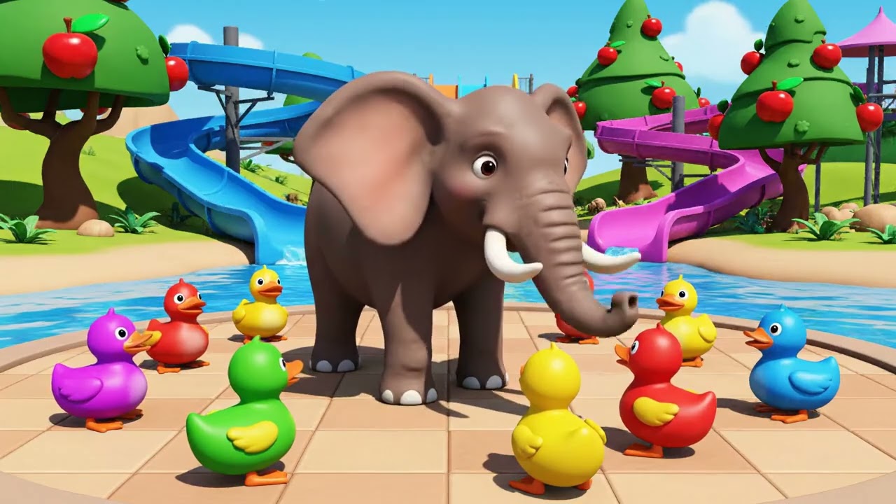 Slide Game 🛝 | Cow vs Elephant vs Gorilla vs Hippopotamus vs Tiger | Funny 3D Animals