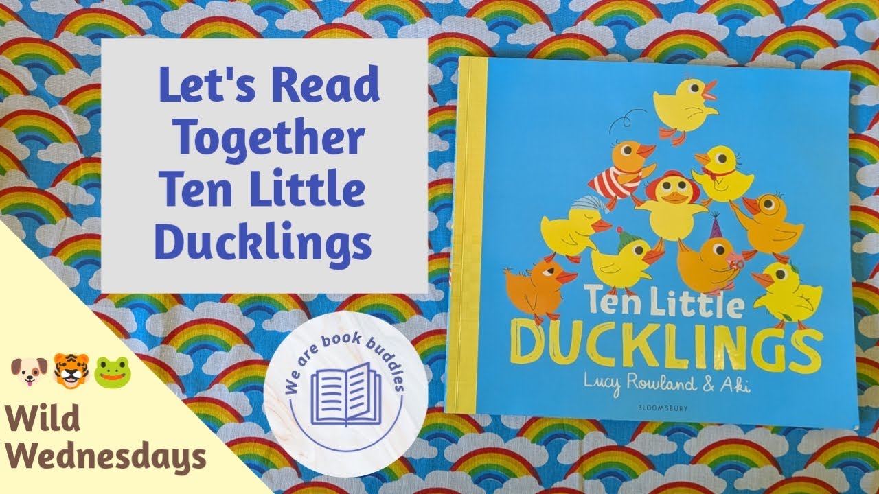 Let's read together Ten Little Ducklings. Read along, a search-and-find book.