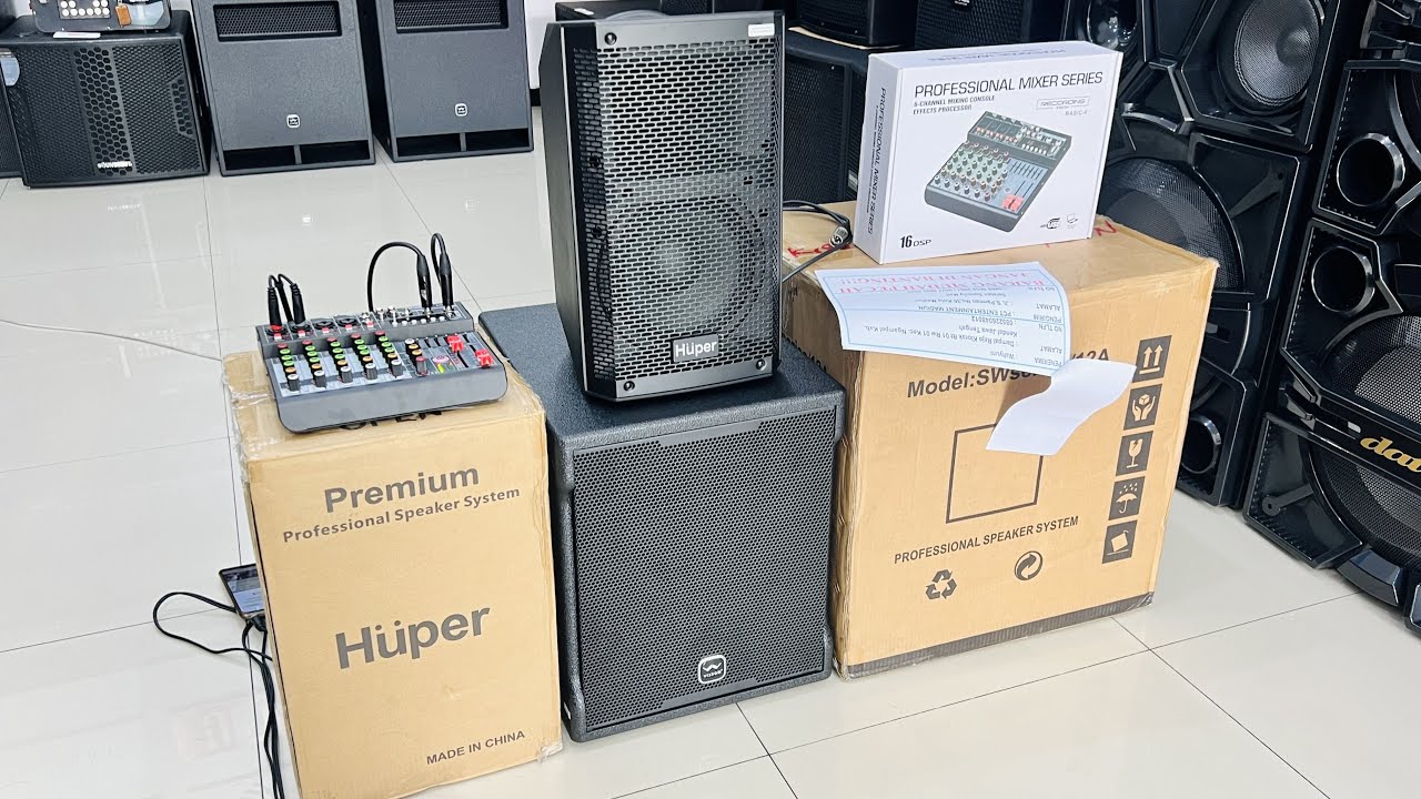 Paket Huper JS7 Subwoofer wisdom 12nic komplit mixer kirim ke kendal jawa tengah