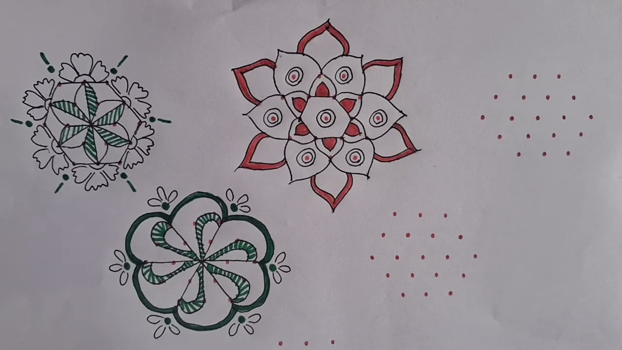New and beautiful 5 × 3 dots rangoli designs. Festival rangoli 