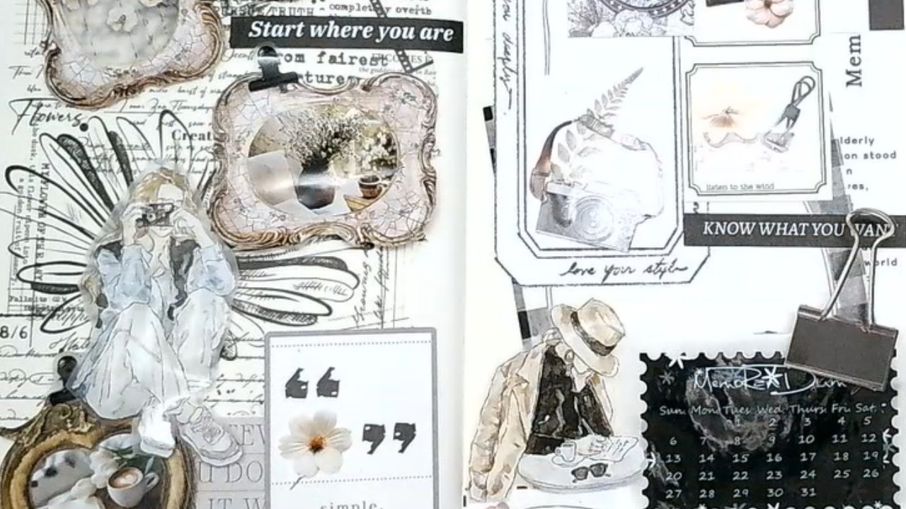 How I Use Frames to Add Depth to my collage | ASMR videos| mixed media | art journaling