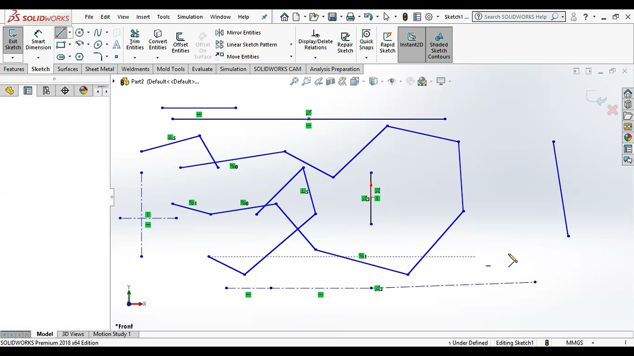 SolidWorks Tutorial - Line (1) - تمارين علي أوامر برنامج السولدوركس بالعربي